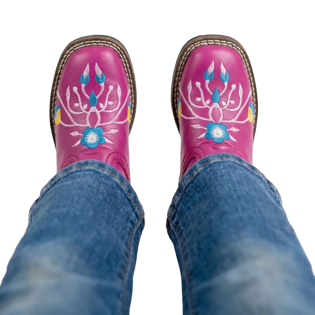 TuffRider Floral Cowgirl kinder westernlaars Hot Pink 12 bloemen