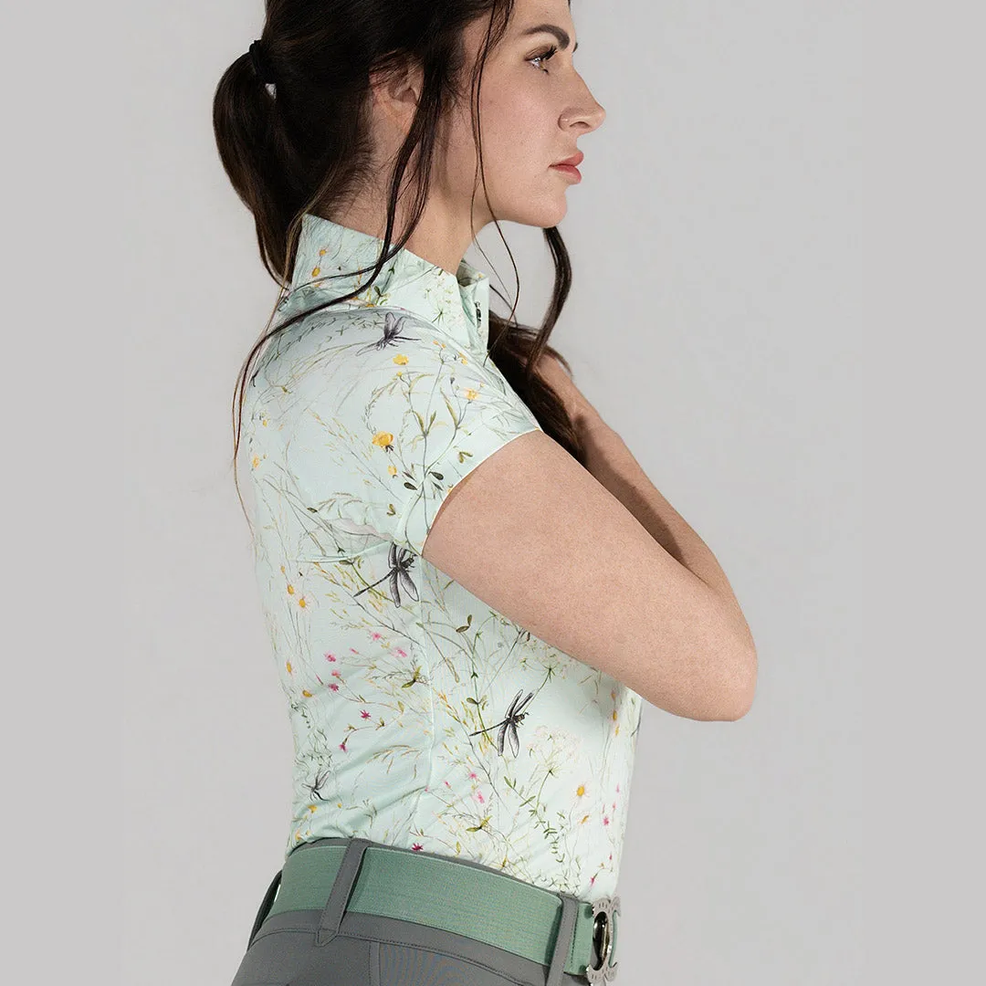 Dapplebay Dragonfly Meadow 1/4 Zip rijtop groen korte mouw