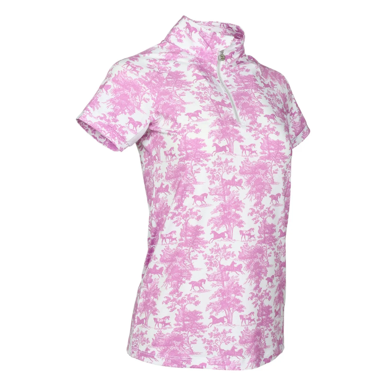 Dapplebay Equestrian Toile rijtop roos korte mouw 1/4 zip