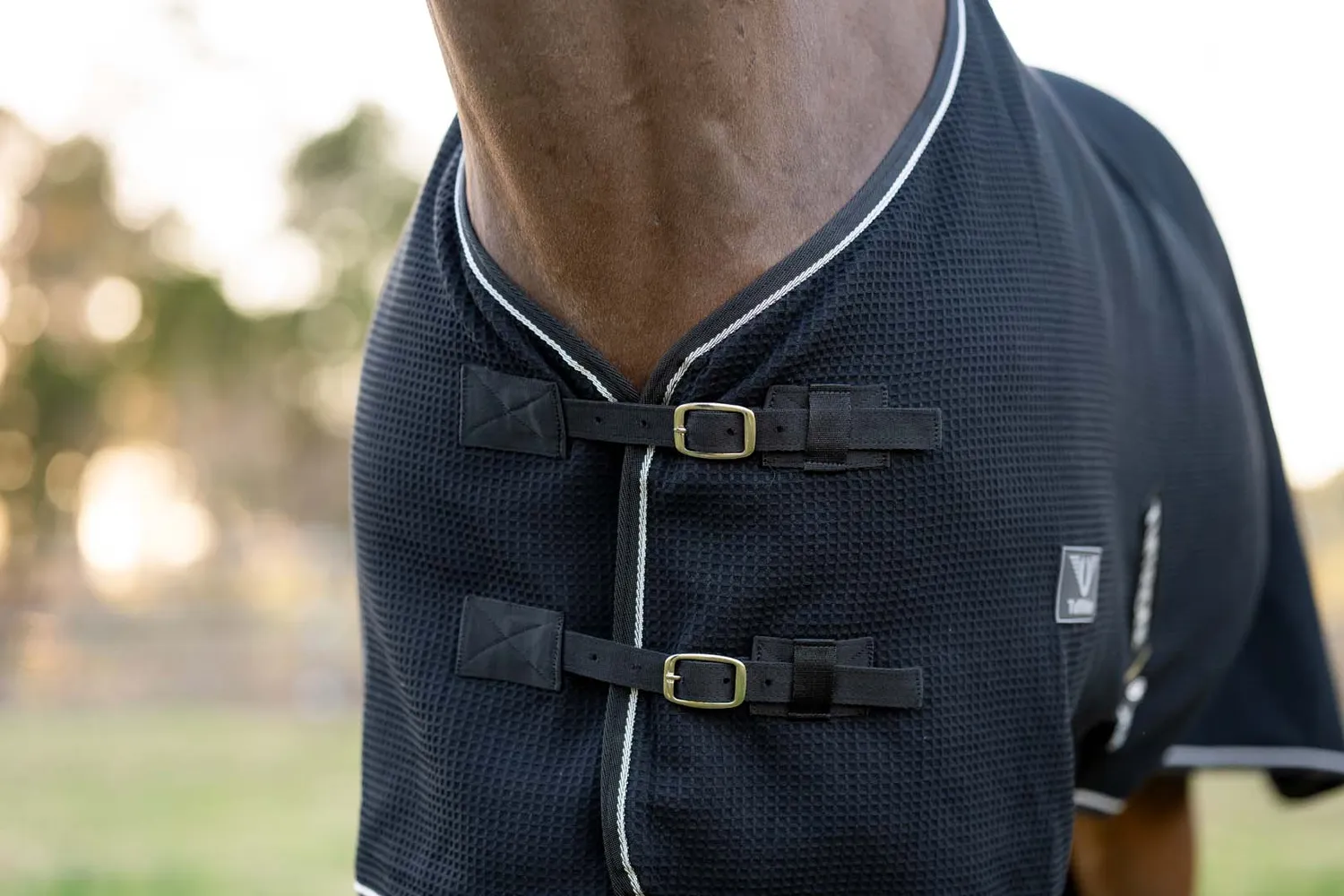 TuffRider Waffle Weave katoenen stalzweetdeken Navy