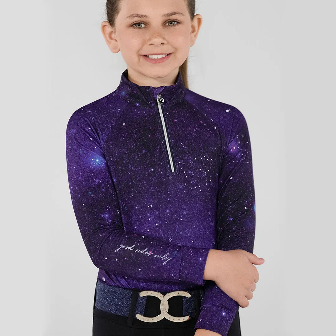 Dapplebay Constellation 1/4 Zip rijshirt kids Navy