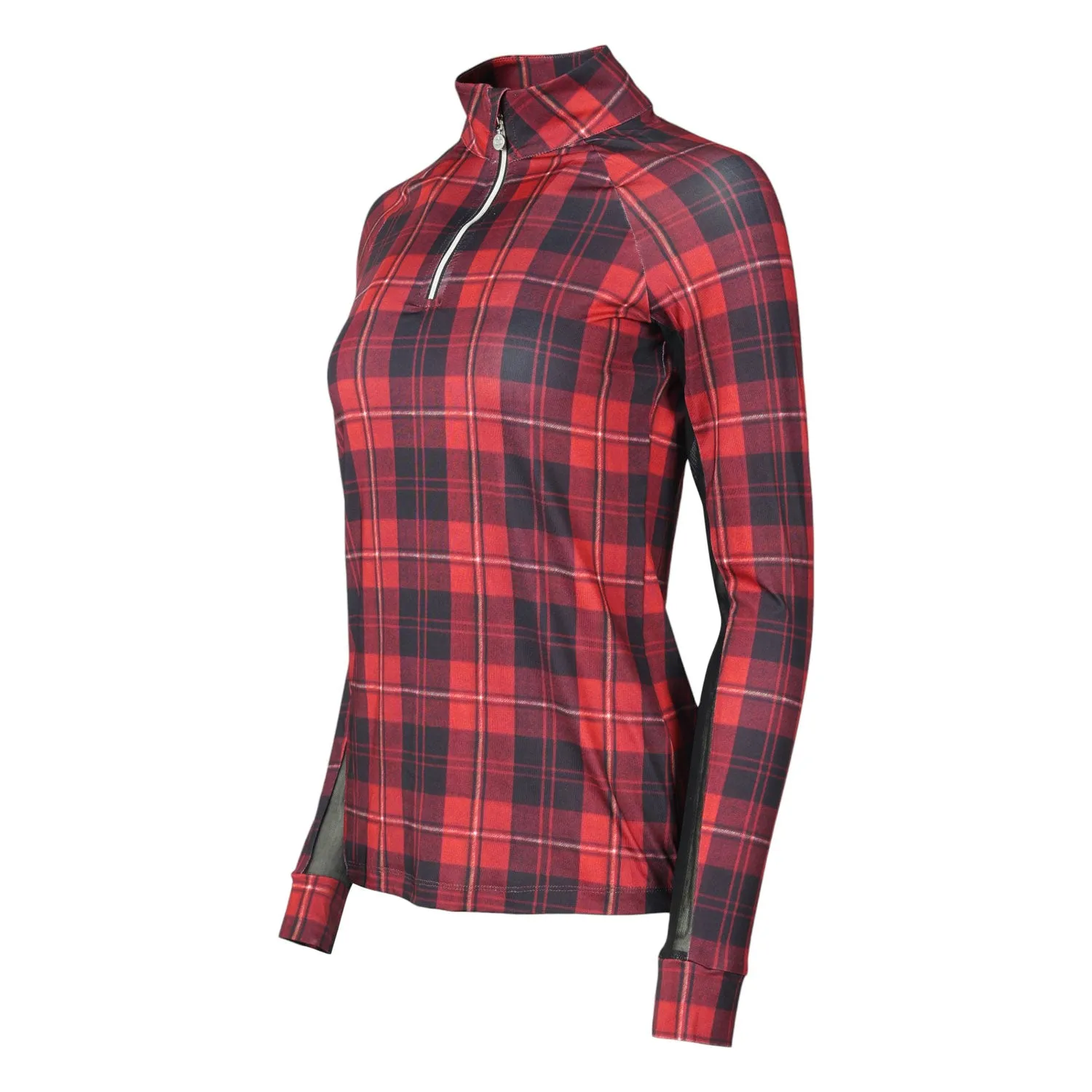 Dapplebay Holiday Plaid 1/4 Zip rijshirt rood XXS licht