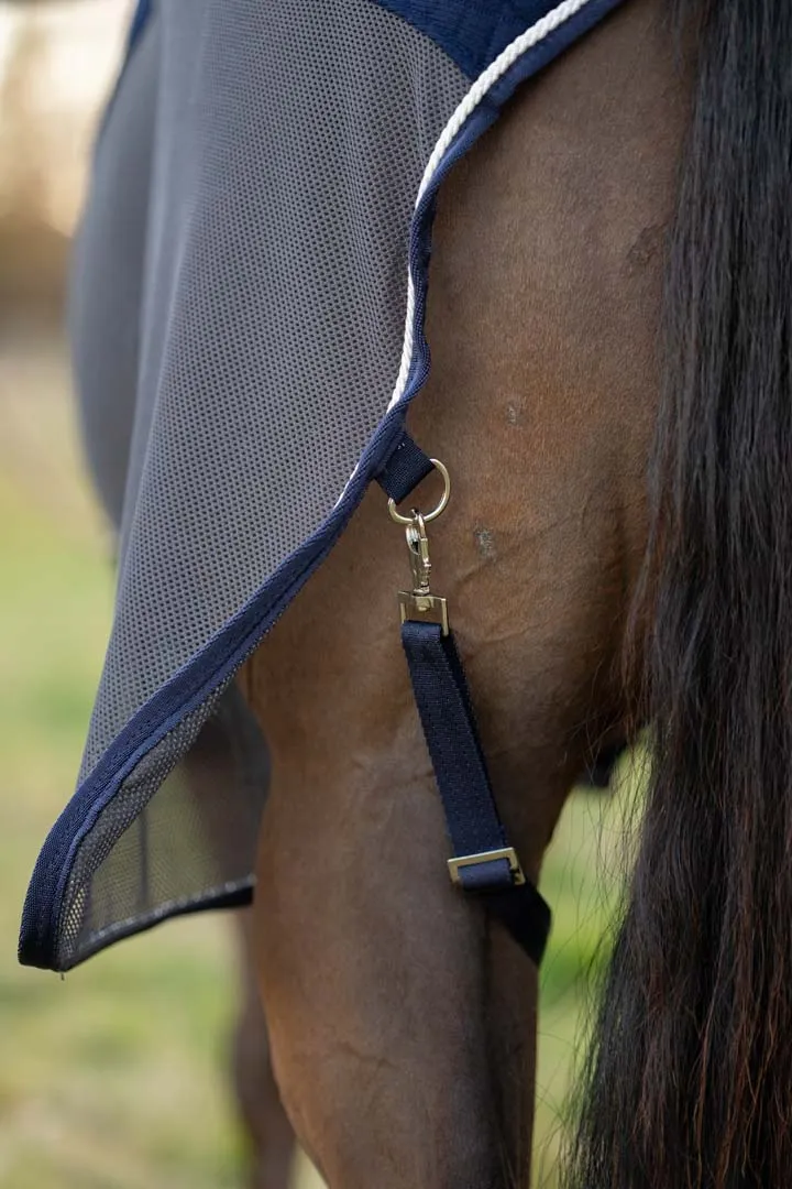 TuffRider Hybrid zweetdeken navy grijs 78 standaard hals