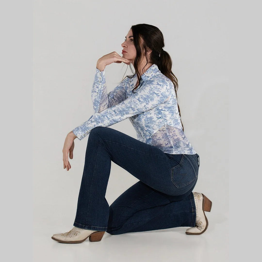 Dapplebay Equestrian Toile western blouse moonrise stretch