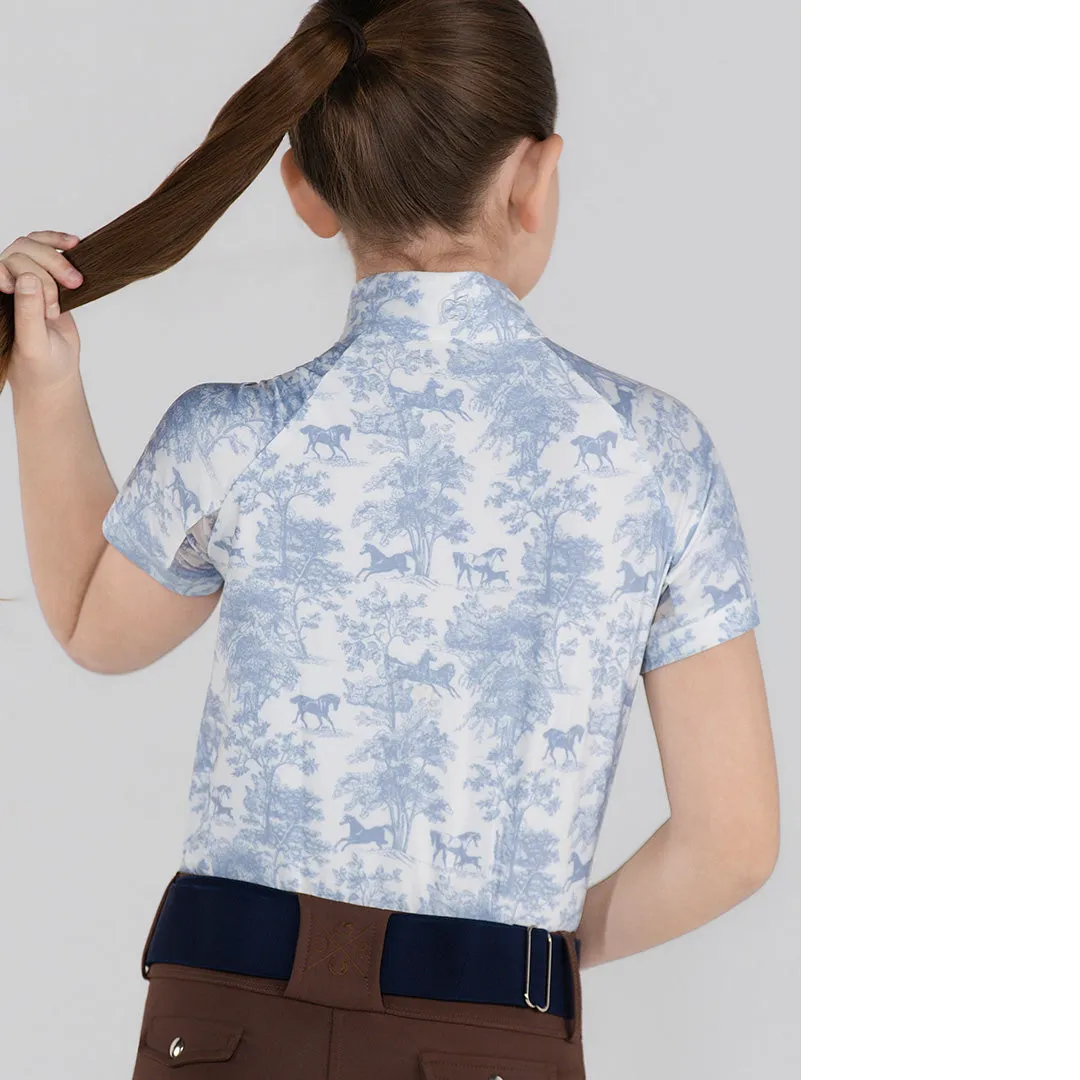 Dapplebay Equestrian Toile 1/4 zip kinder rijshirt moonrise