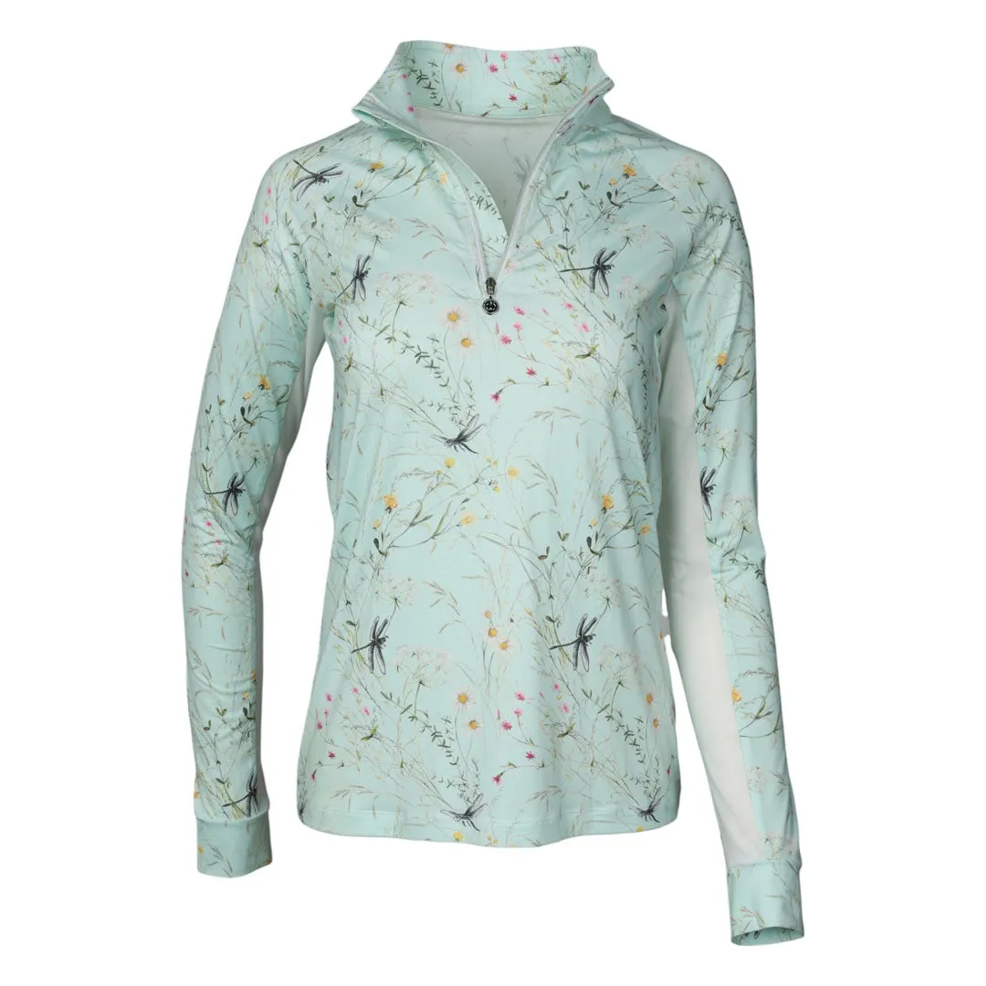 Dapplebay Dragonfly Meadow 1/4 Zip rijshirt groen lichtgewicht