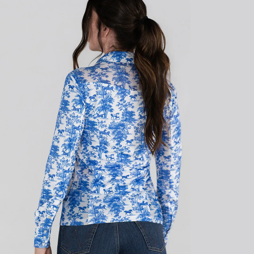Dapplebay Equestrian Toile western overhemd blauw wit