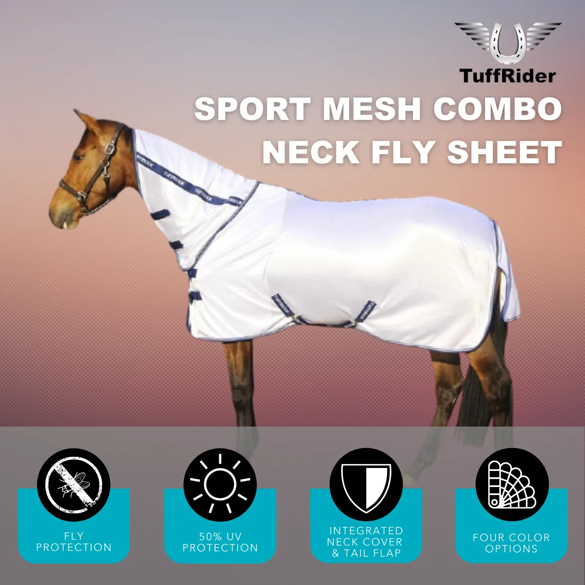 TuffRider Sport Mesh combo vliegendeken wit 75 UV