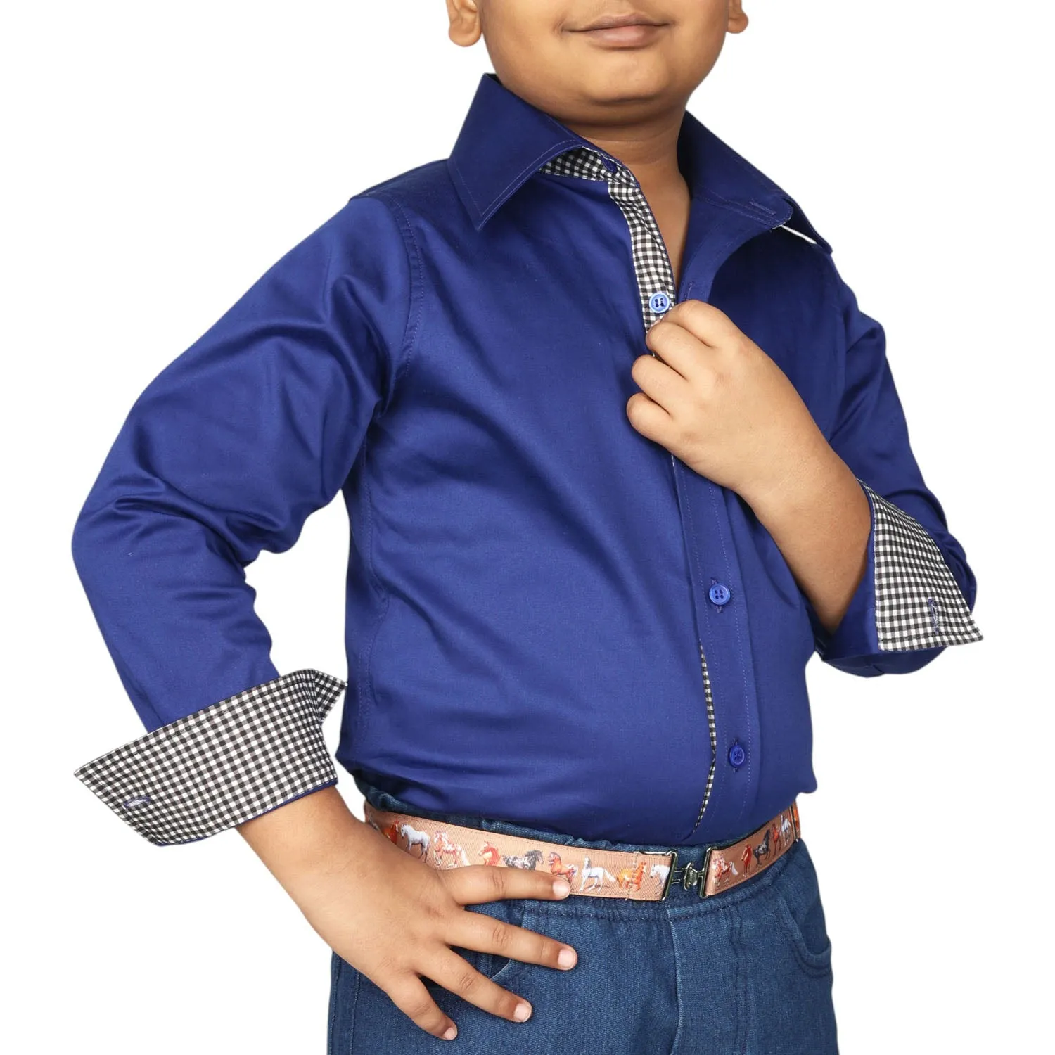 TuffRider ADEY overhemd jongen Royal Blue katoen
