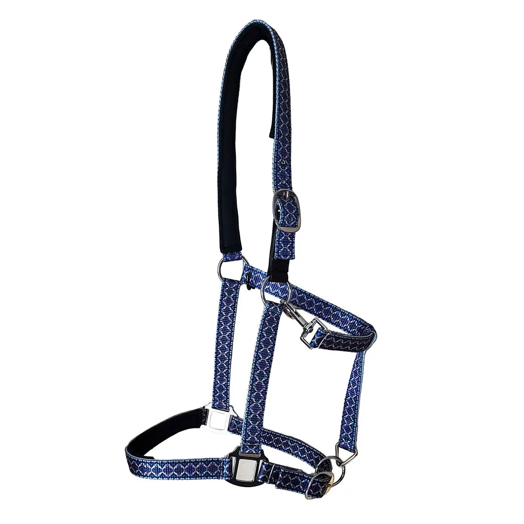 TuffRider EasyCare Diamond Mosaic halster nylon marineblauw