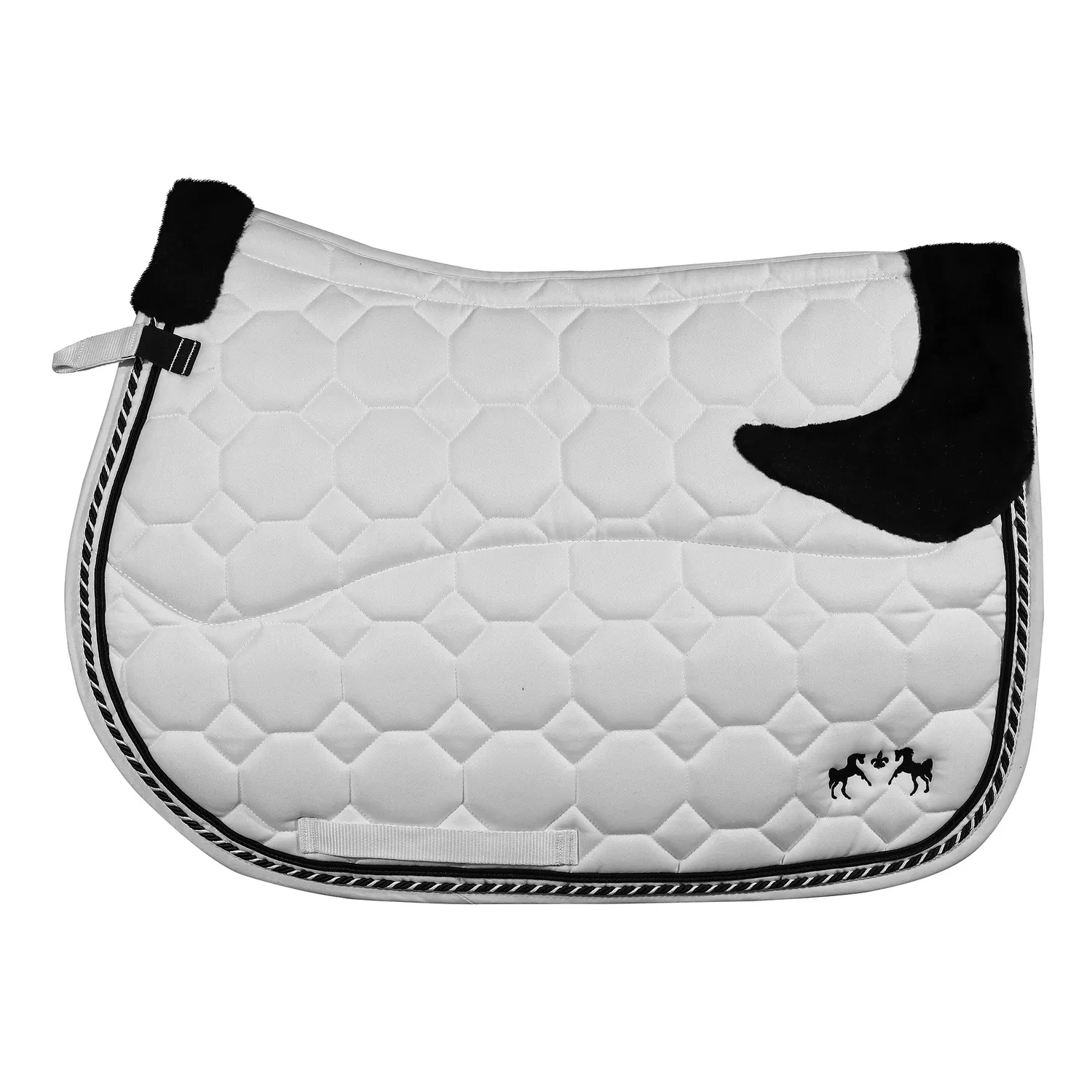 Equine Couture Luxe zadeldek wit-zwart bont STD