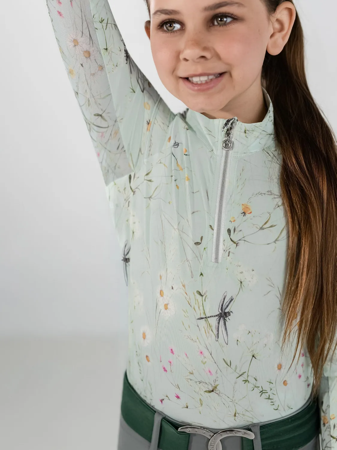 Dapplebay Dragonfly Meadow ruitrui kids groen 1/4 rits