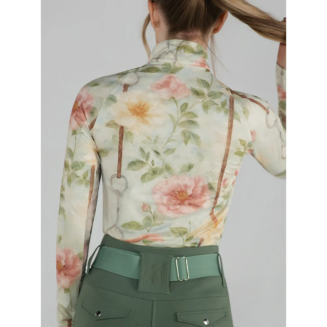 Dapplebay Vintage Floral rijshirt 1/4 zip lange mouw bloemen