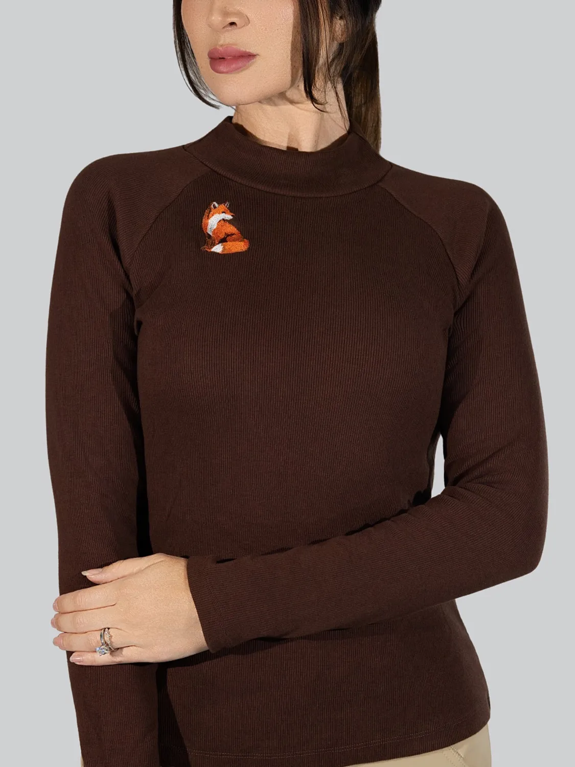 Dapplebay Heirloom Mock Neck coltrui dark bay ribstof
