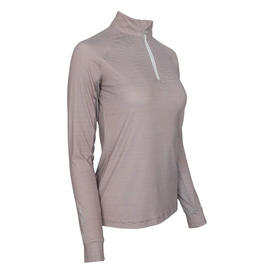 Dapplebay Stripe 1/4 Zip rijshirt Chestnut zonbescherming