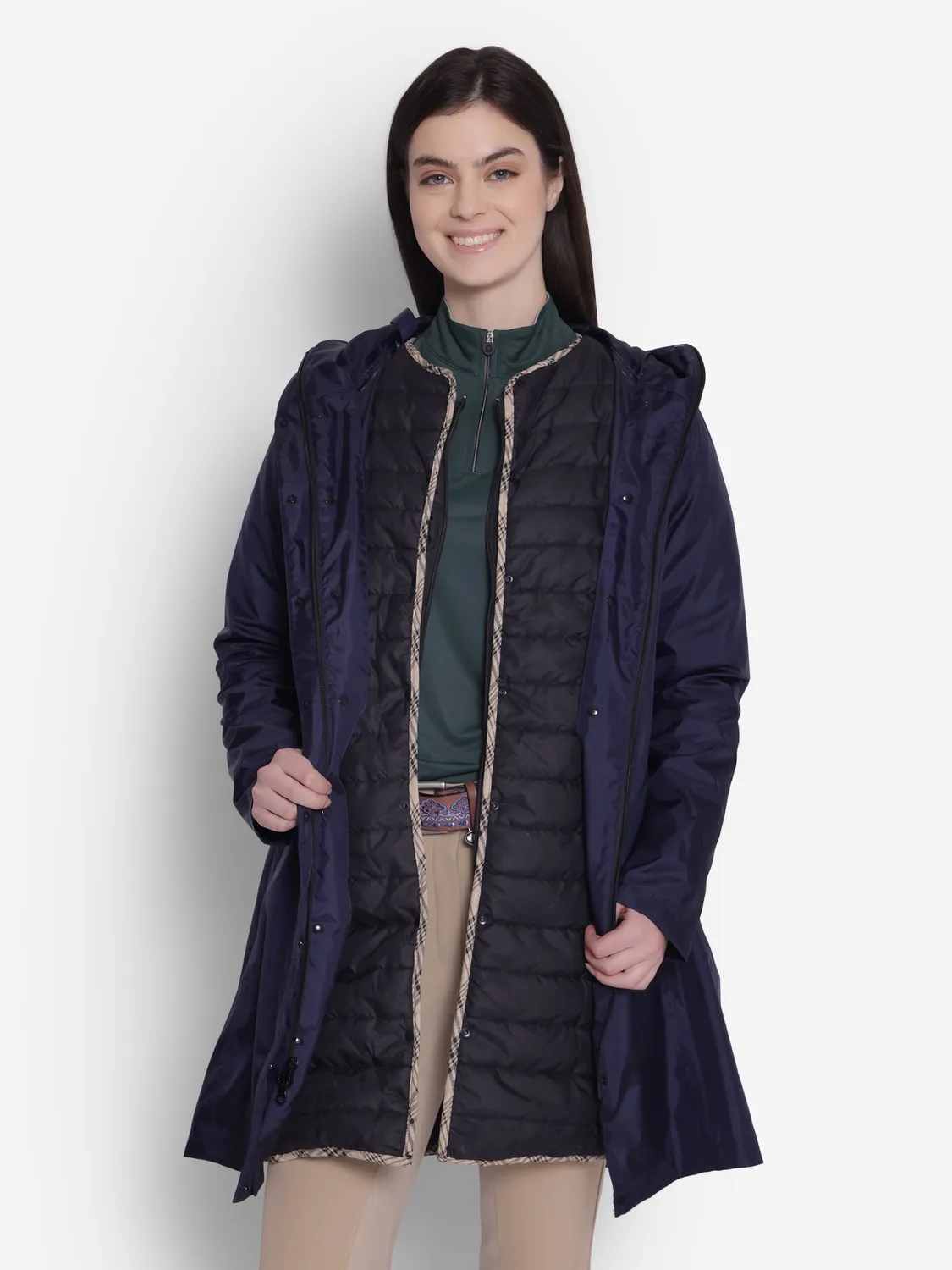 Equine Couture Any Weather 3-in-1 dames rijjas Navy waterdicht