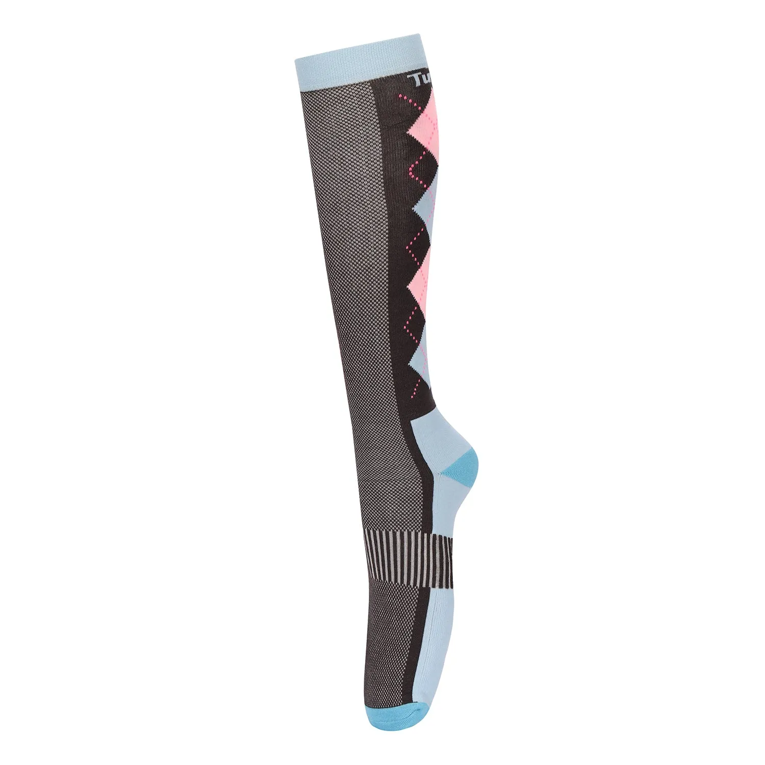 TuffRider Neon Ventilated Argyle rijsokken neon peach