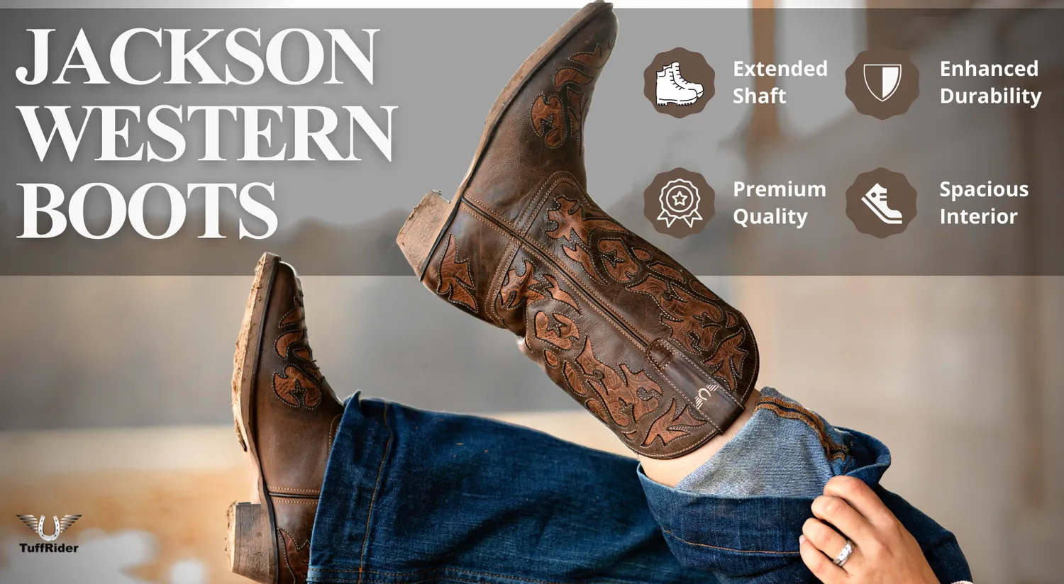 TuffRider Jackson western laarzen bruin leer dames