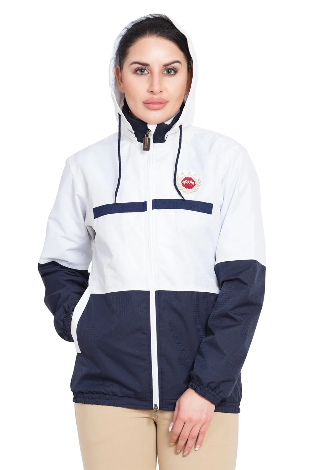 Equine Couture Marmara regenjas dames wit/navy waterdicht