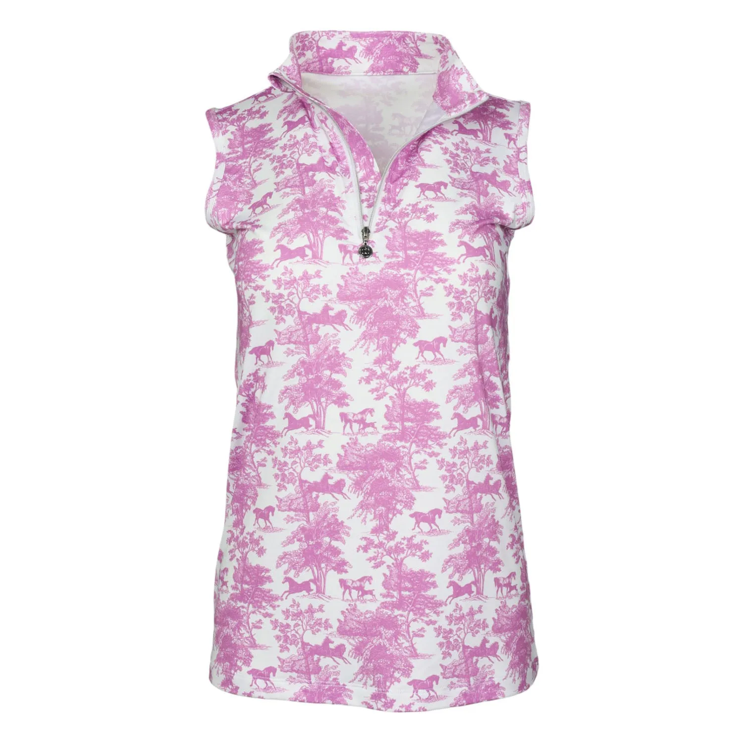 Dapplebay Equestrian Toile 1/4 Zip rijtop mouwloos roze wit