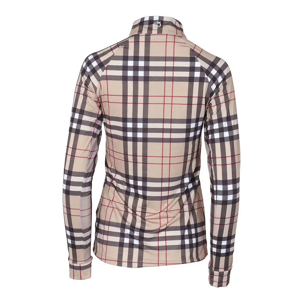 Dapplebay Holiday Plaid dames rijkleding top 1/4 rits tan