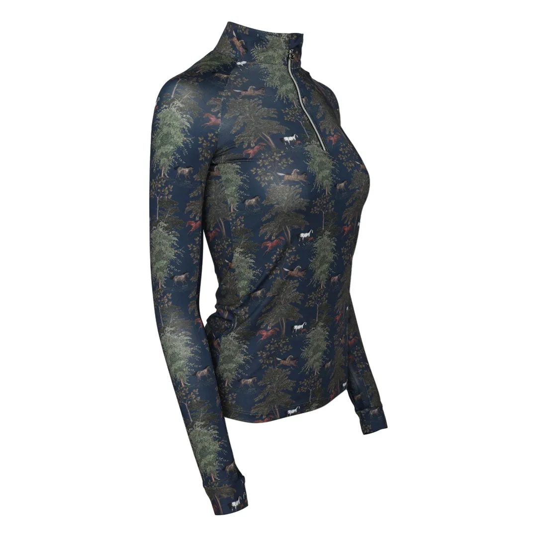 Dapplebay Autumn Toile rijshirt Navy 1/4 rits XXS