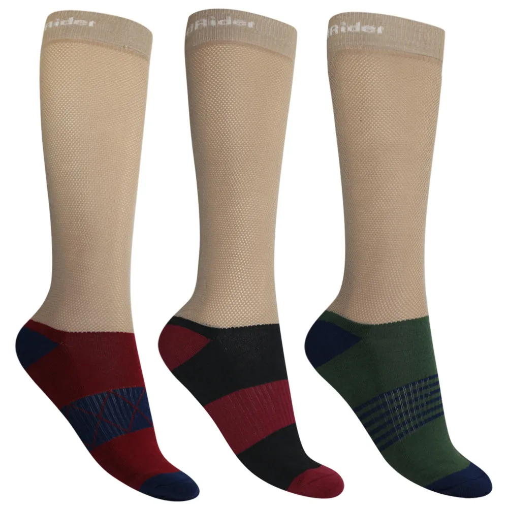 TuffRider EquiCool rijsokken 3-pack bamboe blauw-mix
