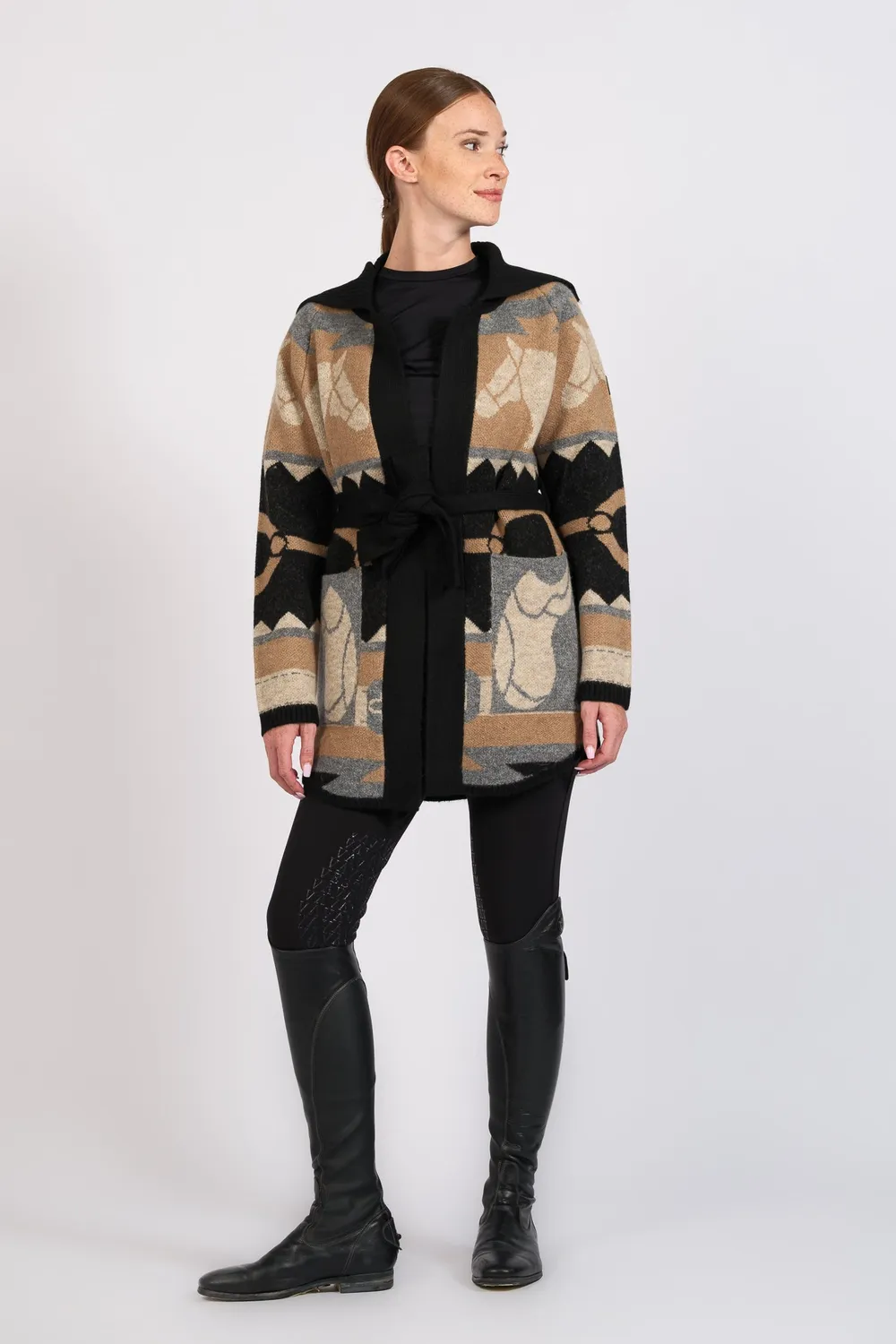 Vestrum Kiel vest dames Black camel met riem all-over