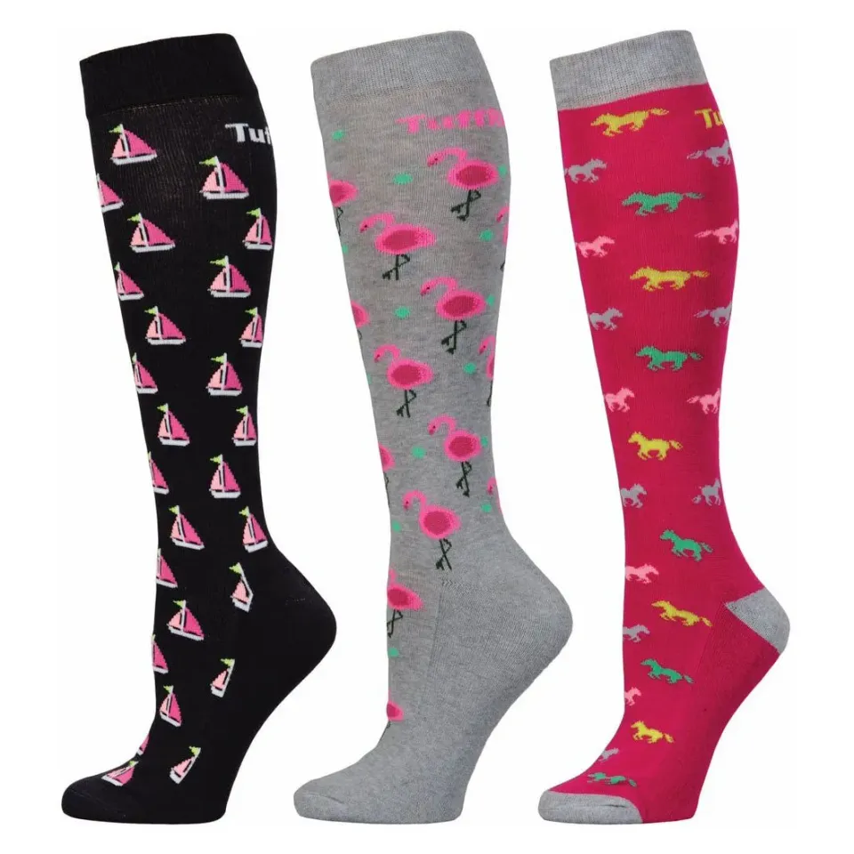 TuffRider kniekousen dames 3-pack bamboe print