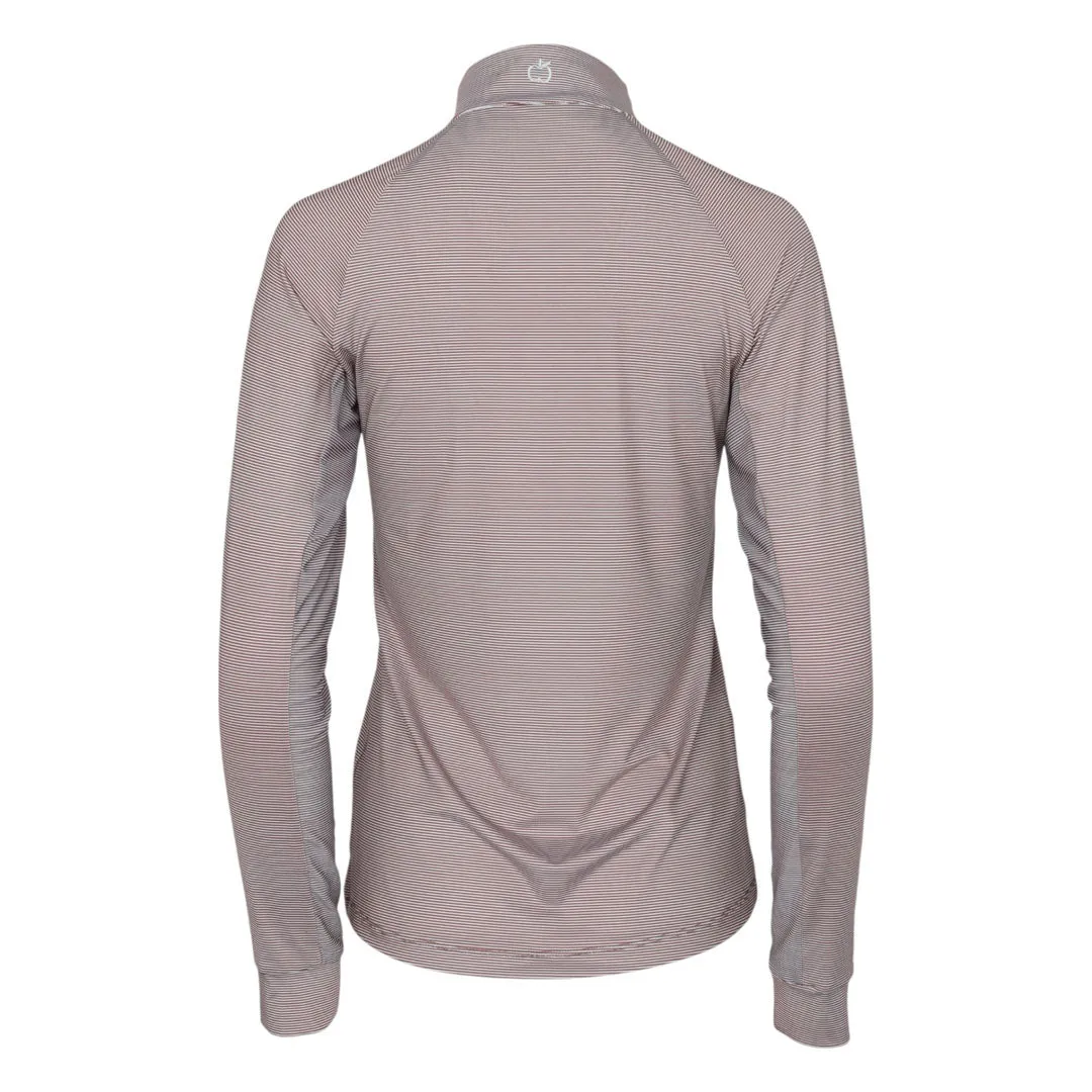 Dapplebay Stripe 1/4 Zip rijshirt Chestnut zonbescherming
