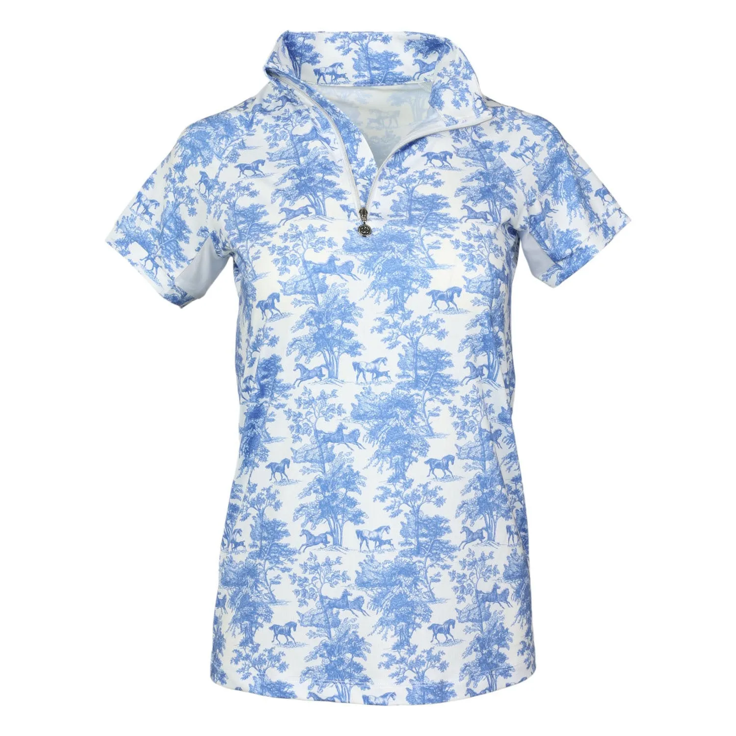 Dapplebay Equestrian Toile 1/4 zip rijtop blauw wit
