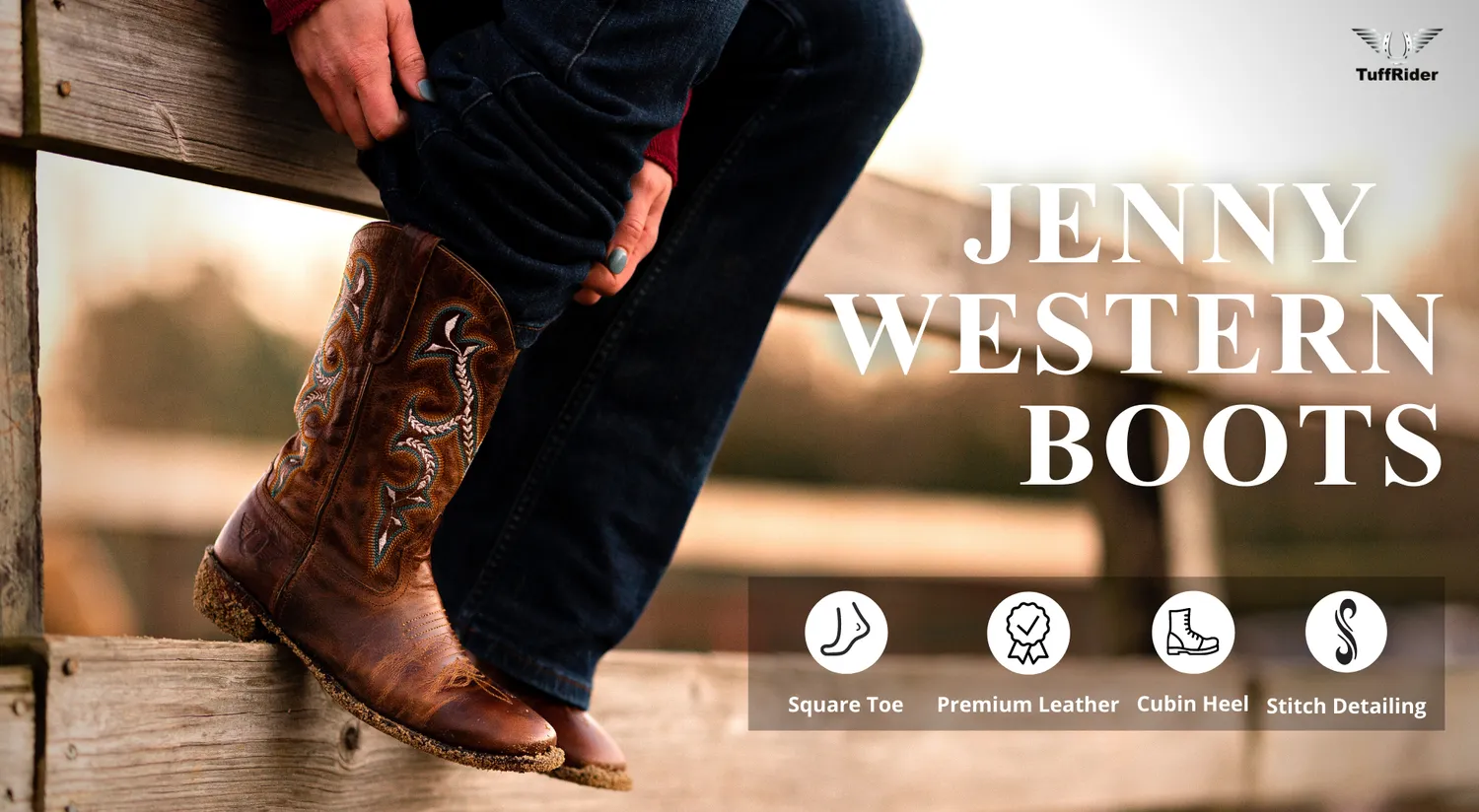 TuffRider Jenny dames westernlaarzen Bruin leer square
