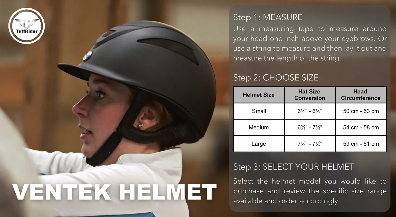 TuffRider Ventek Matte Finished cap zwart geventileerd