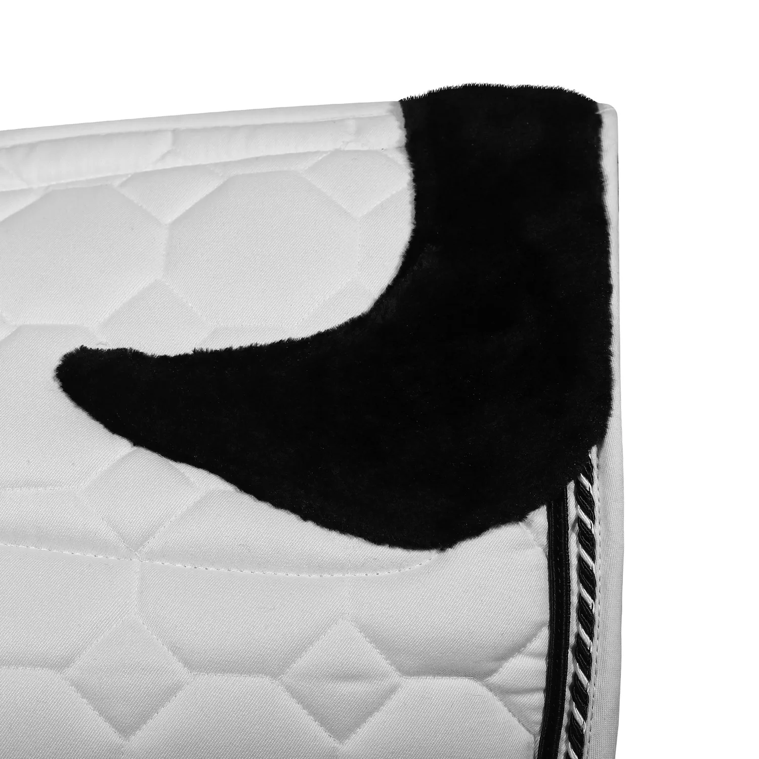 Equine Couture Luxe zadeldek wit-zwart bont STD