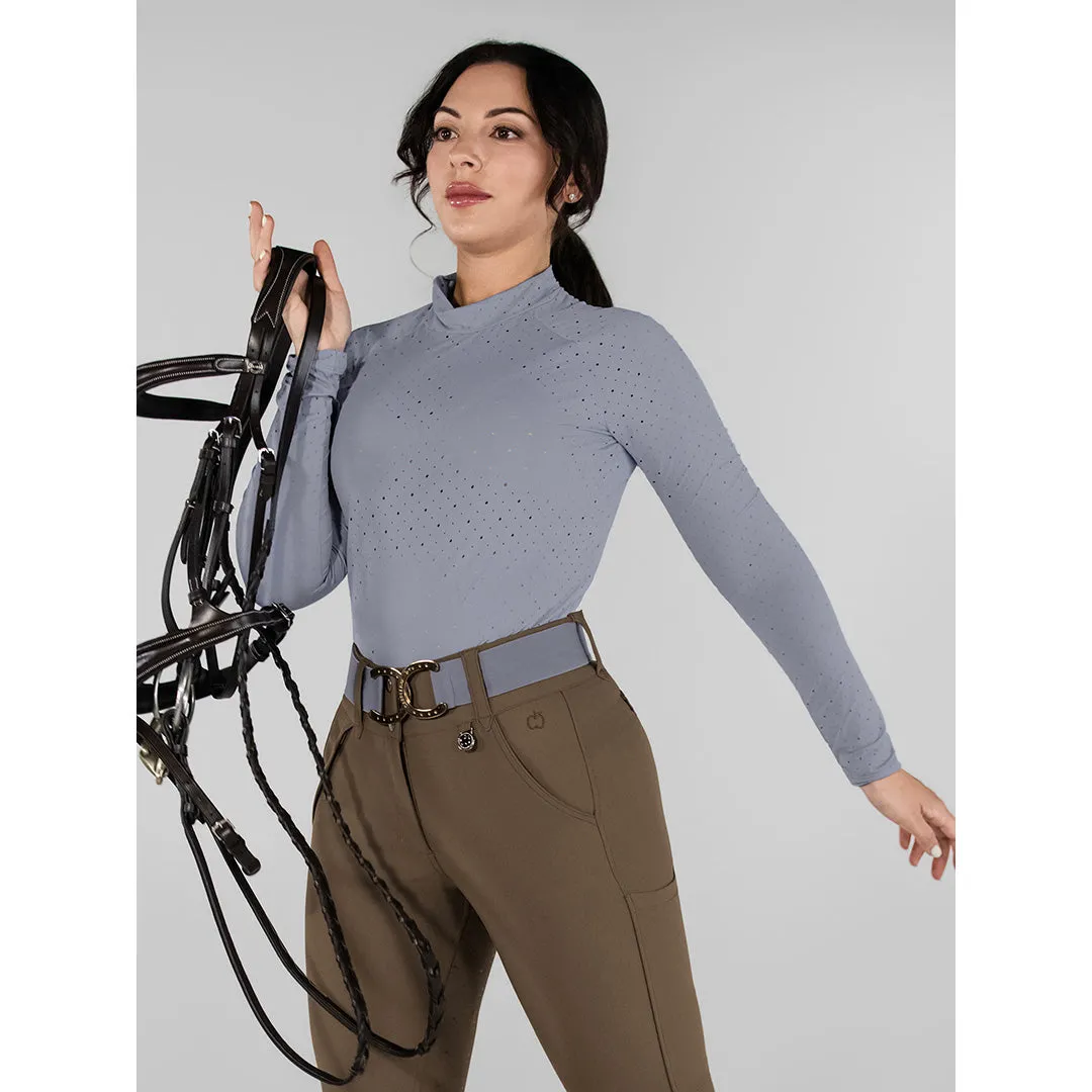 Dapplebay Aircut Mock Neck LS rijshirt SAGE koelend