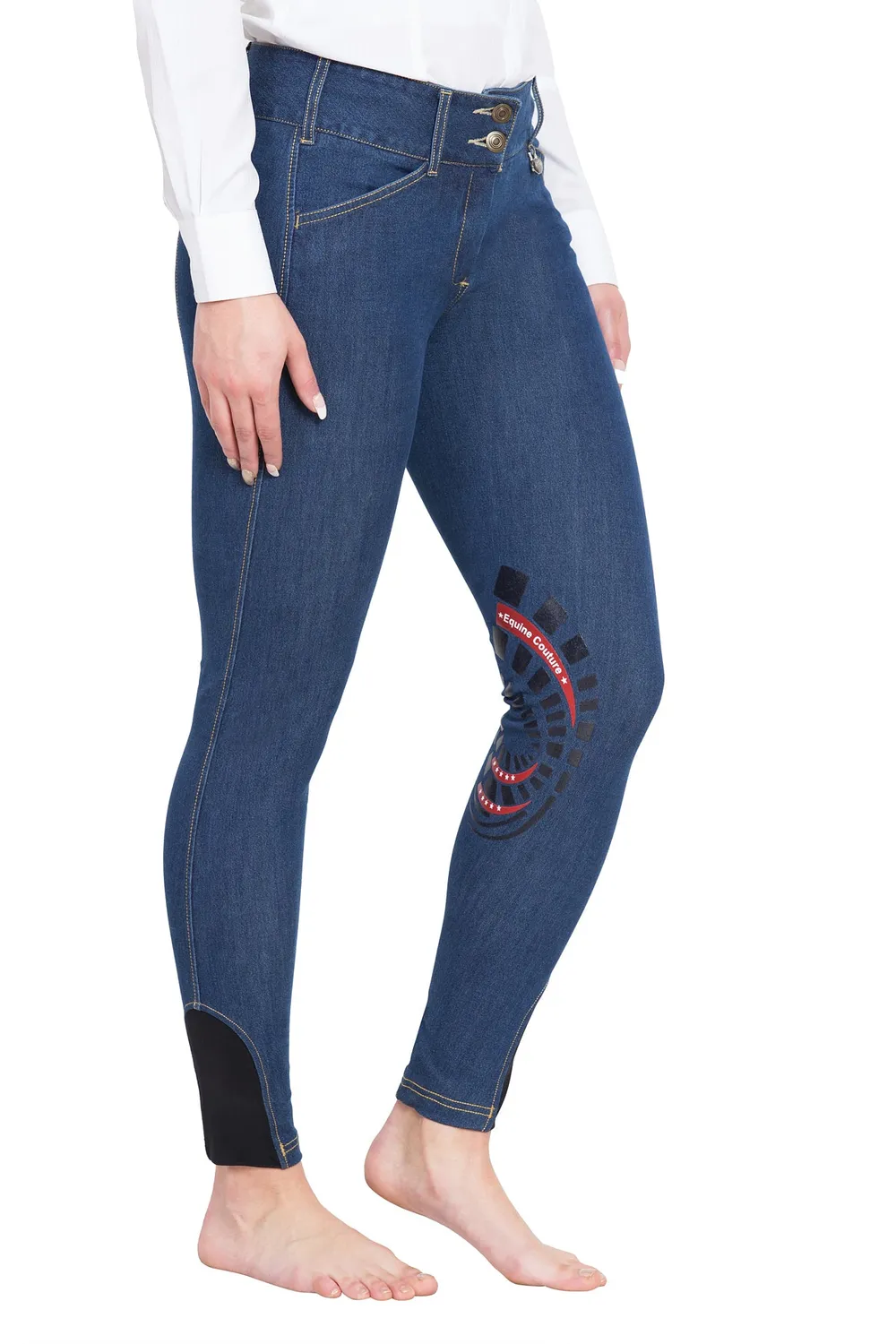 Equine Couture Calabasas rijbroek denim siliconen kniezit