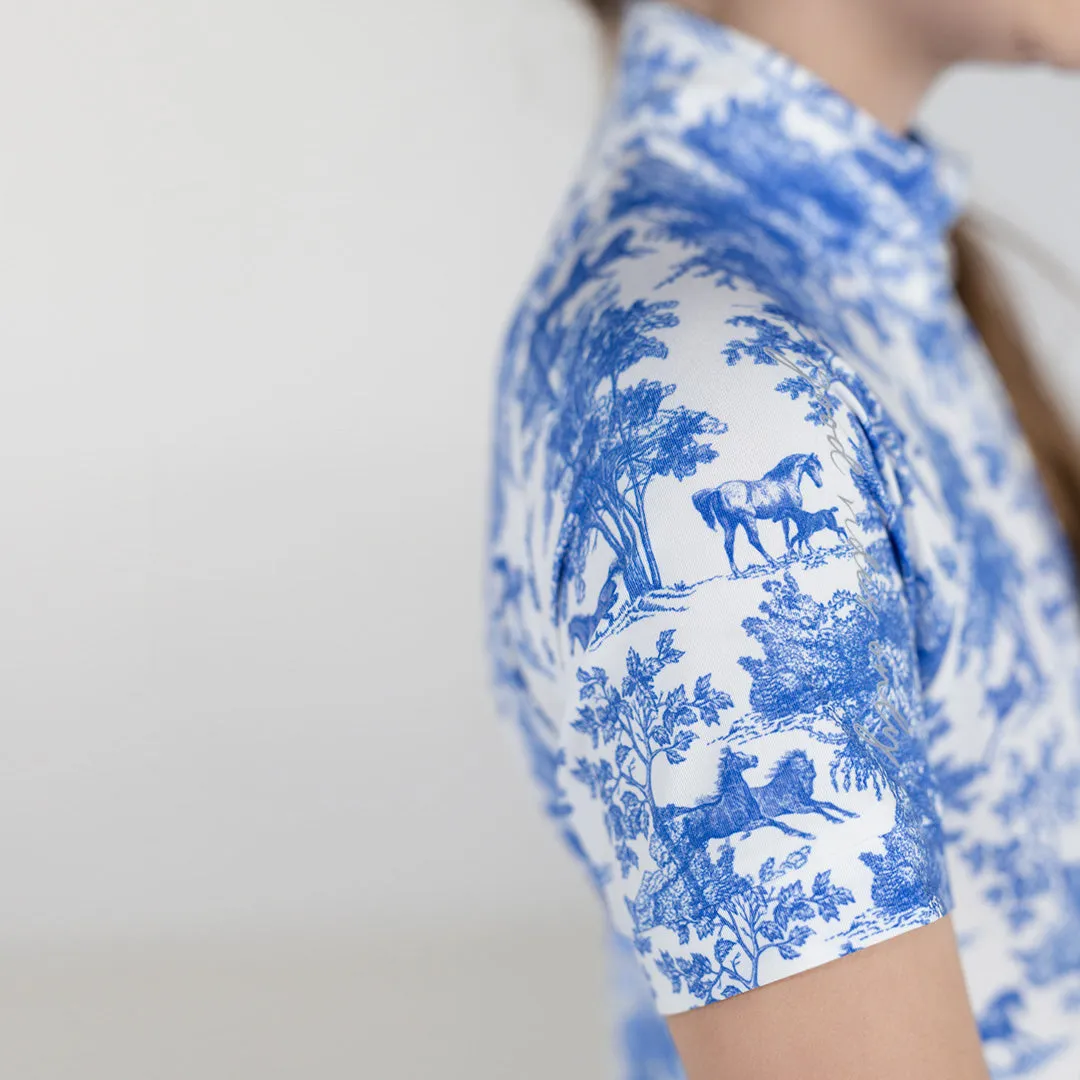 Dapplebay Kids Toile rijshirt Blauw korte mouw 1/4 rits