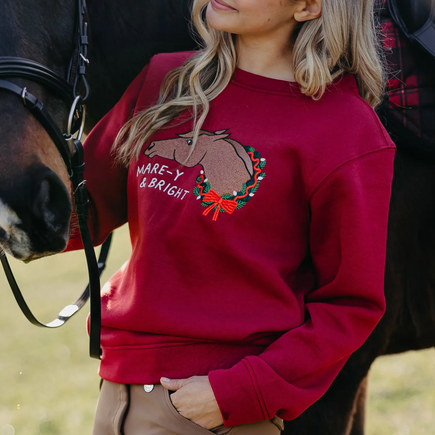 Dapplebay Mare-y Bright sweater rood XS kerstborduursel