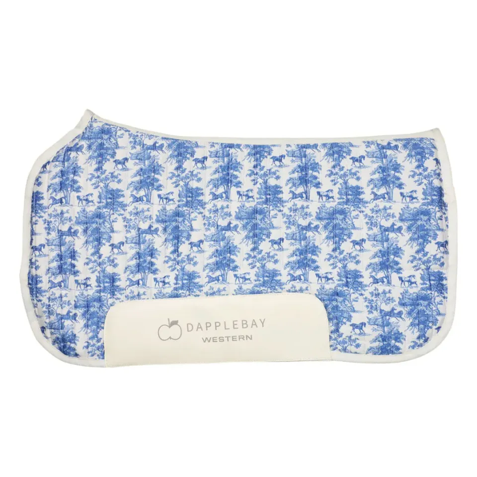 Dapplebay Equestrian Toile zadeldek western blauw-wit