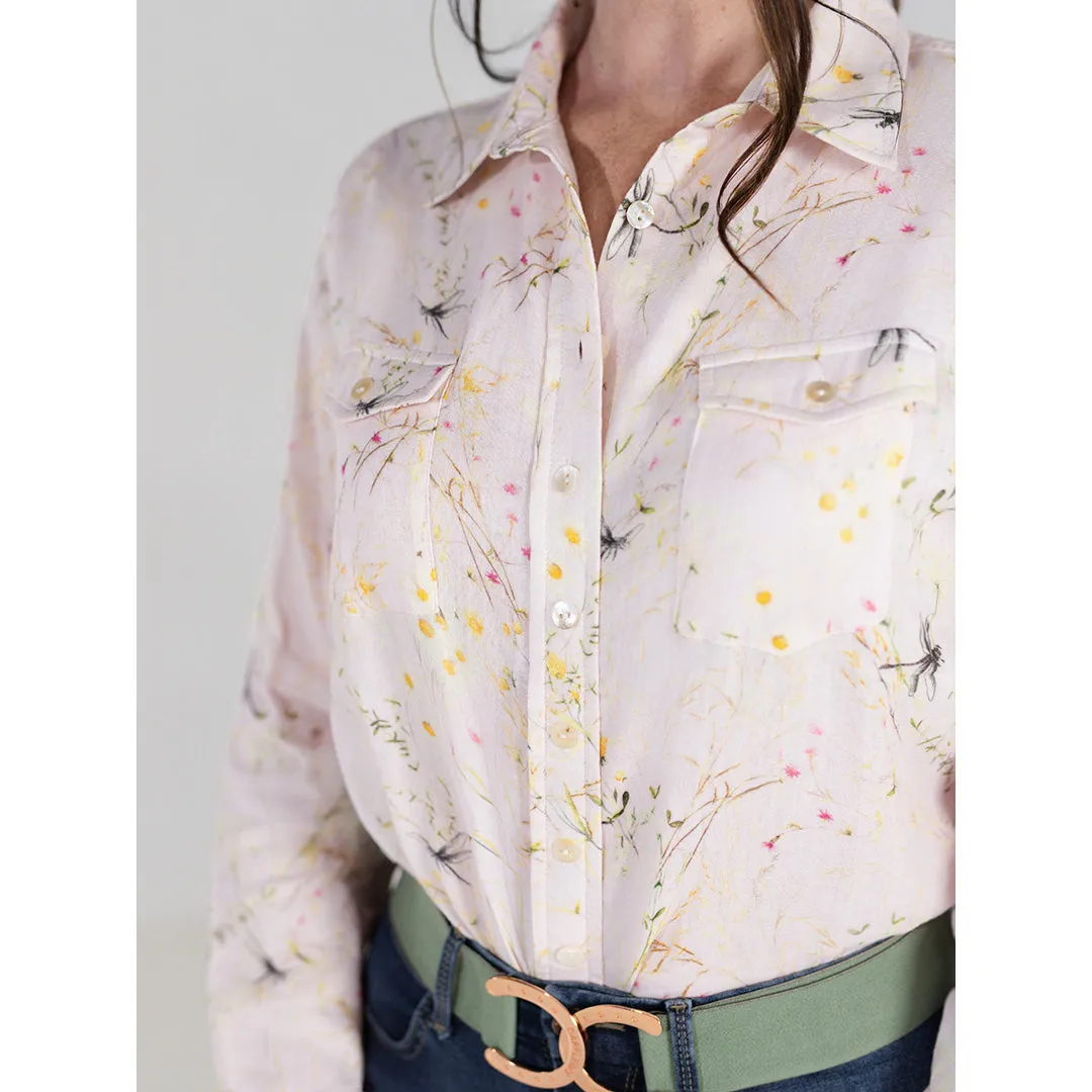 Dapplebay Breezy Button Up Dragonfly Meadow blouse lichtroze katoen