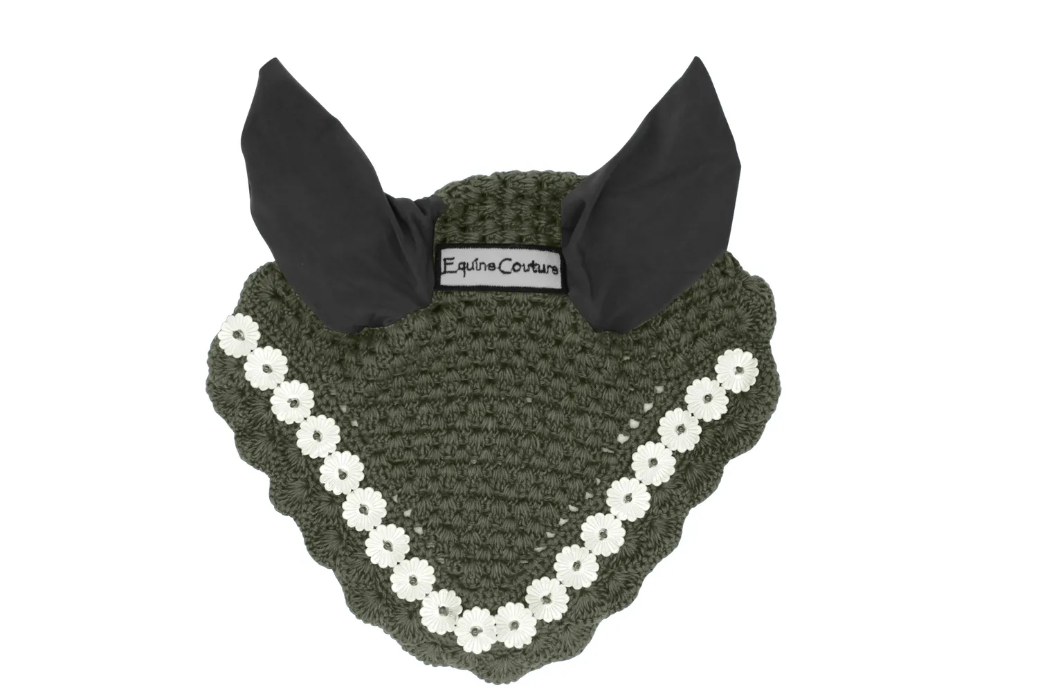 Equine Couture Floral oornetje wit met bloemenrand
