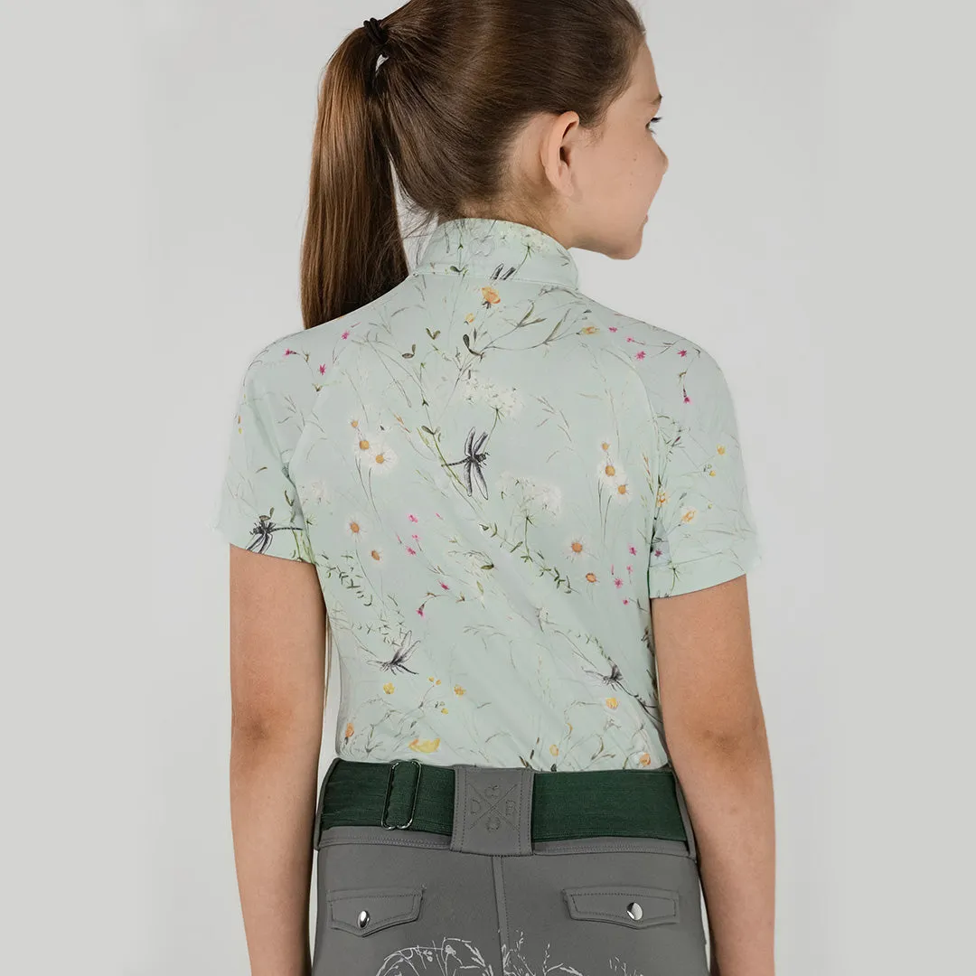 Dapplebay Dragonfly Meadow kinder rijshirt groen korte mouw