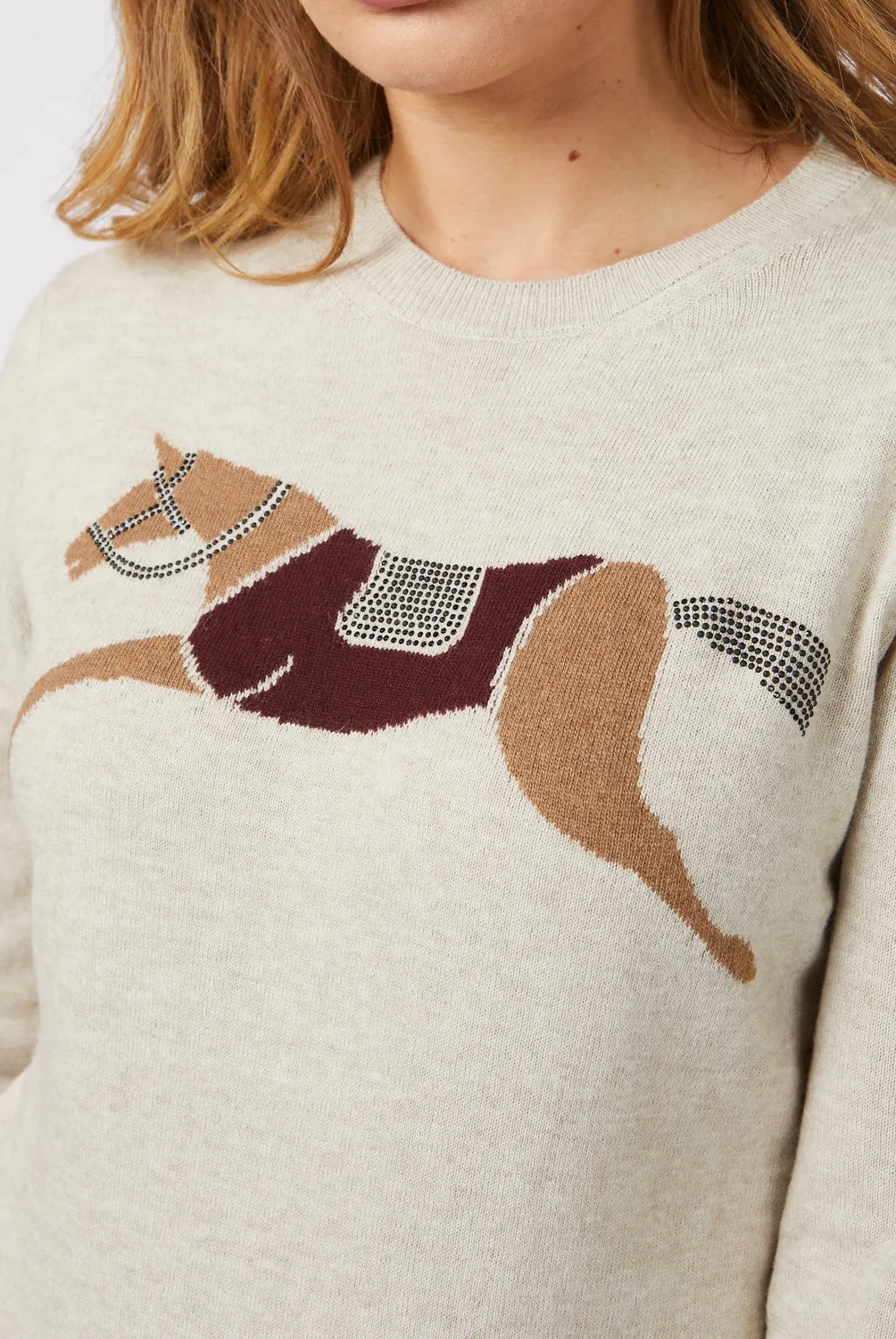 Vestrum Saitama trui dames strass paard zeezout