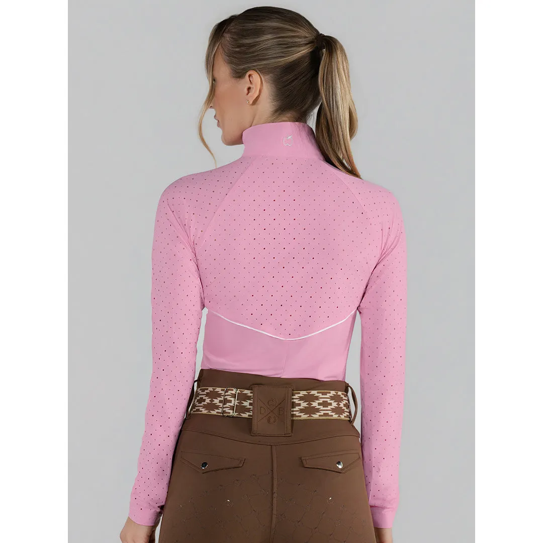 Dapplebay Lady Aircut 1/4 Zip rijtop lange mouw Ballet Pink
