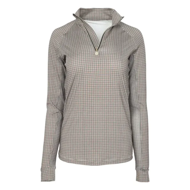 Dapplebay Bay Houndstooth rijshirt 1/4 rits tan XXS