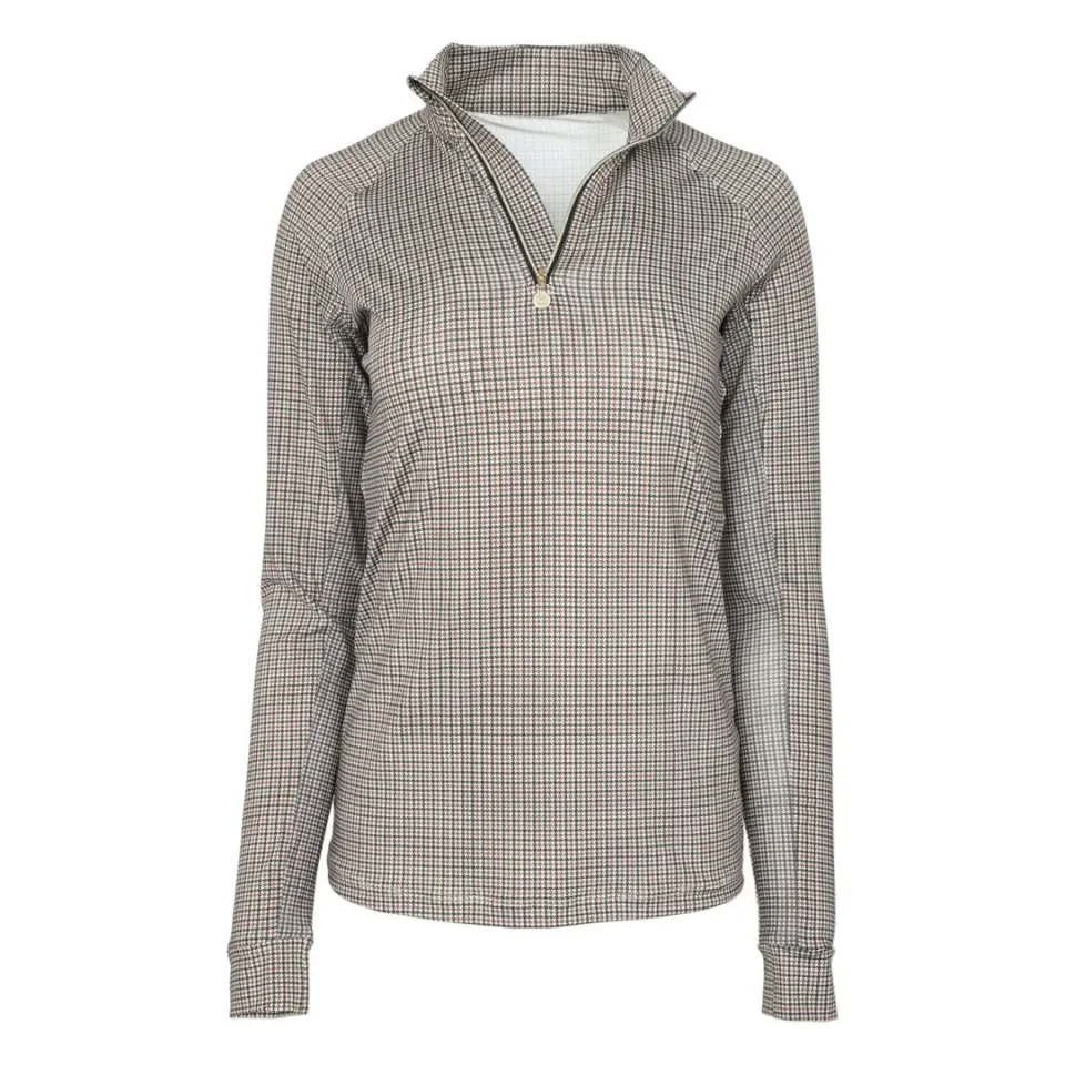 Dapplebay Bay Houndstooth rijshirt 1/4 rits tan XXS