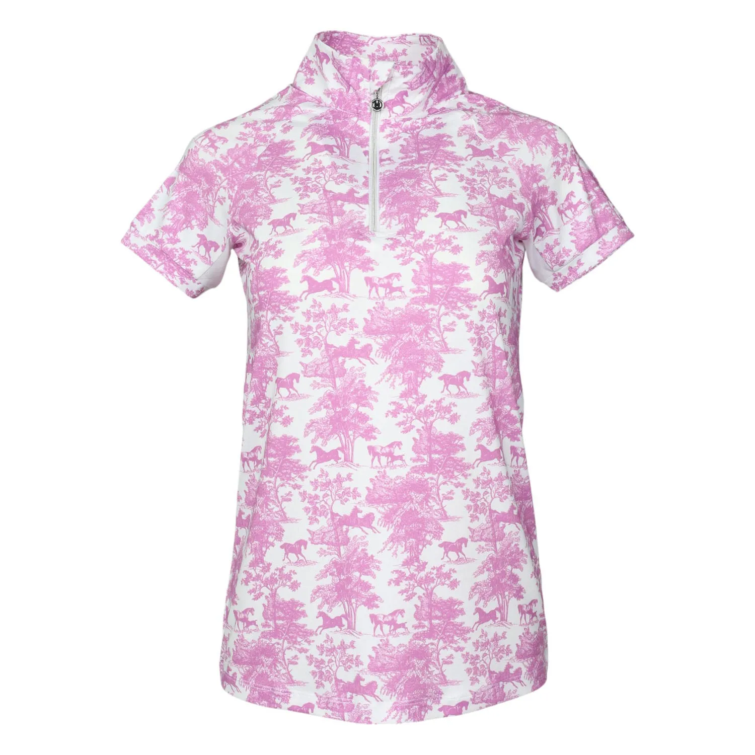 Dapplebay Equestrian Toile rijtop roos korte mouw 1/4 zip