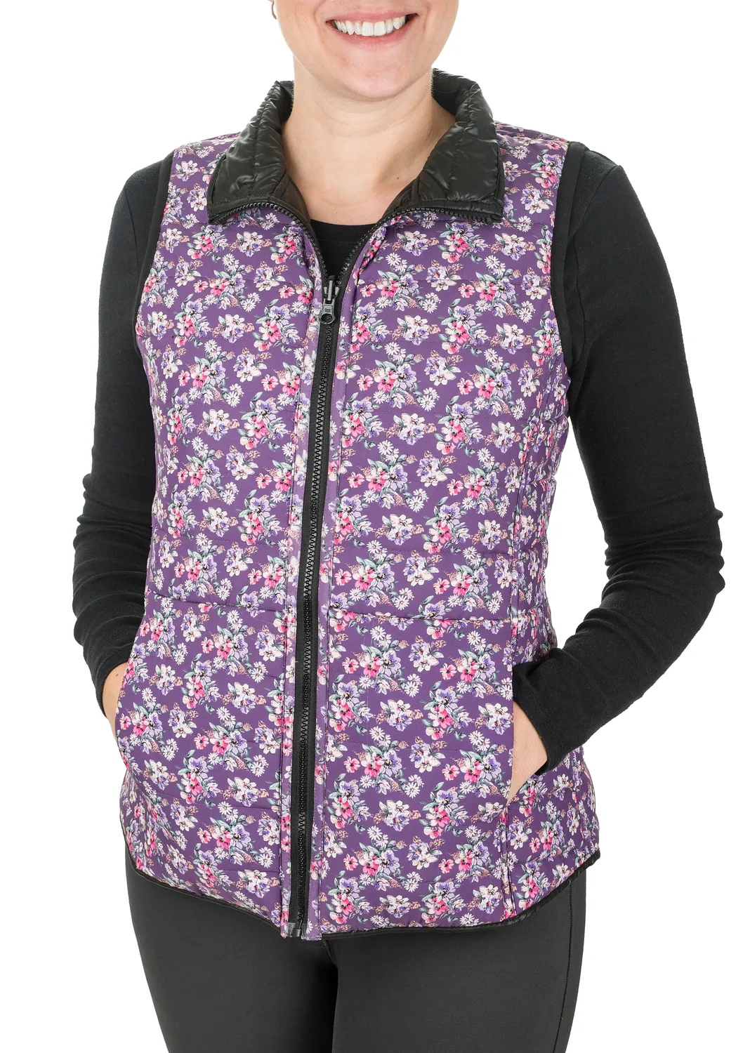 TuffRider Combination Reversible bodywarmer plum plaid