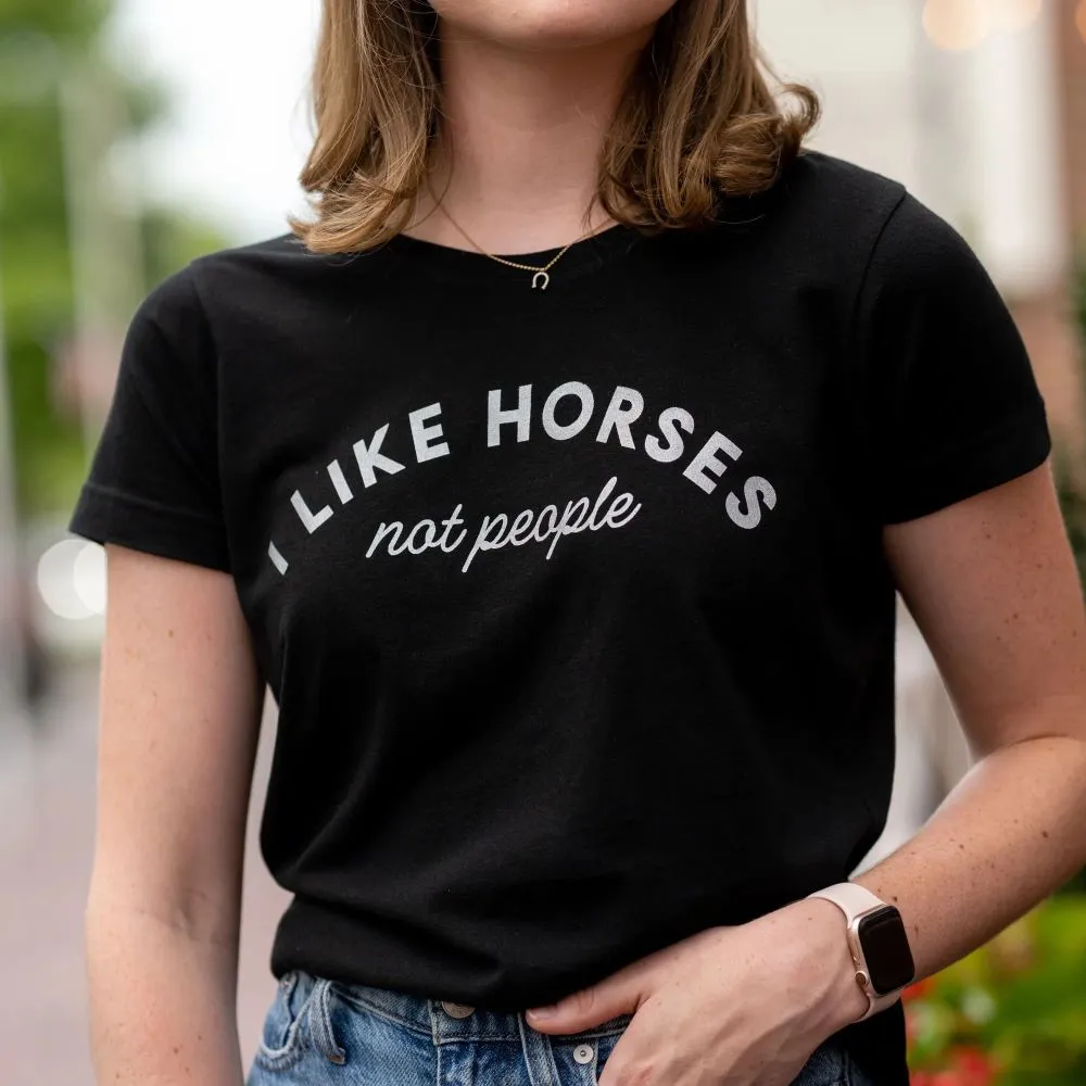 Dapplebay I Like Horses T-shirt zwart katoen XS