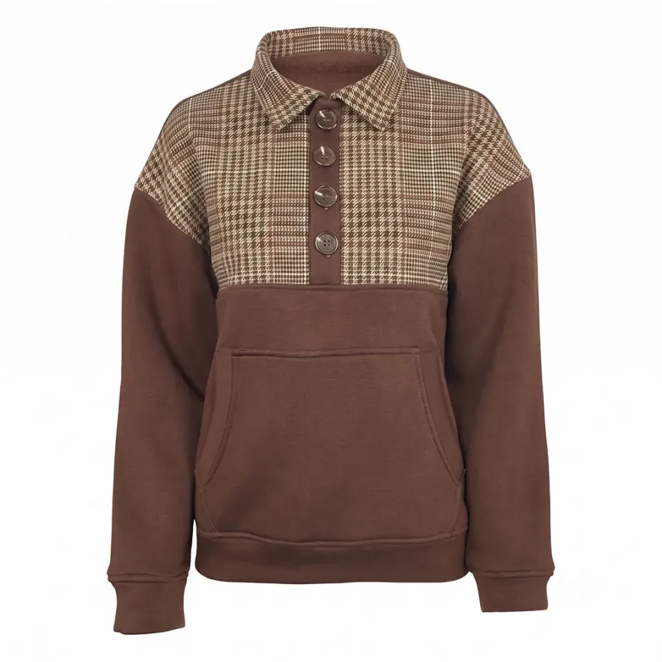 Dapplebay Heirloom pullover dames Glen Plaid 1/2 zip quilt